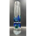 A Sommerso single stem glass vase signed to base approximately 27cm H