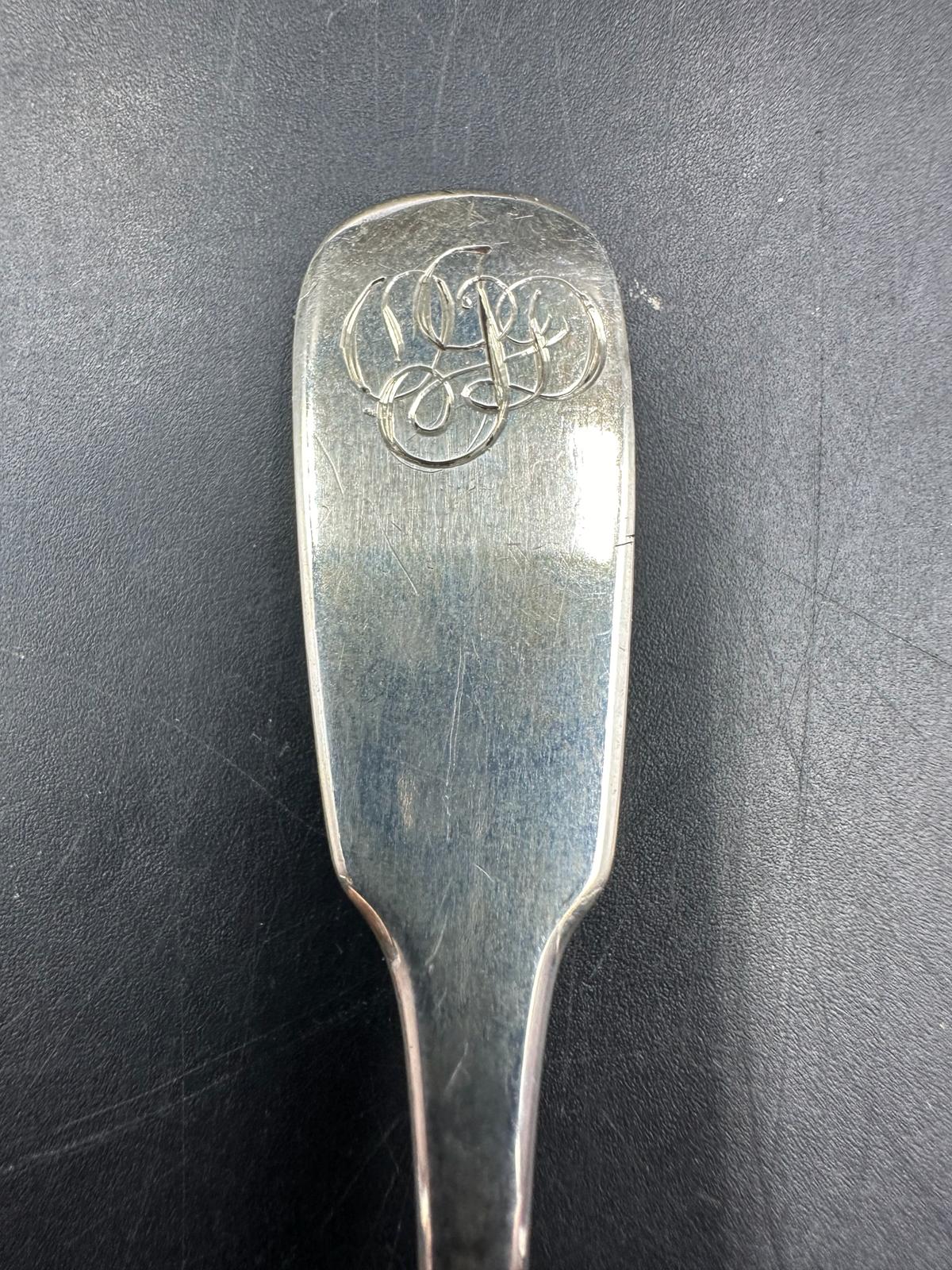 A Victorian silver teaspoon Edinburgh 1837 marked J.M.C (Total weight 16.1g) - Image 2 of 3