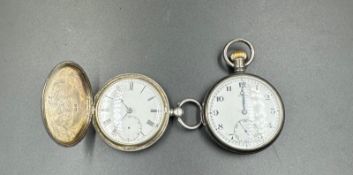 Two silver pocket watches, one by Pinnacle.
