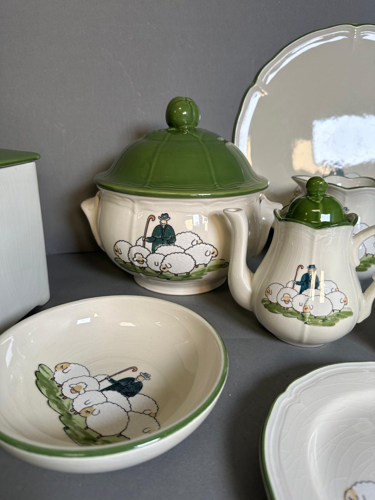 A quantity of vintage Tariffing West German Shepherd, sheep ceramics to include teapot, terrine, - Image 5 of 5