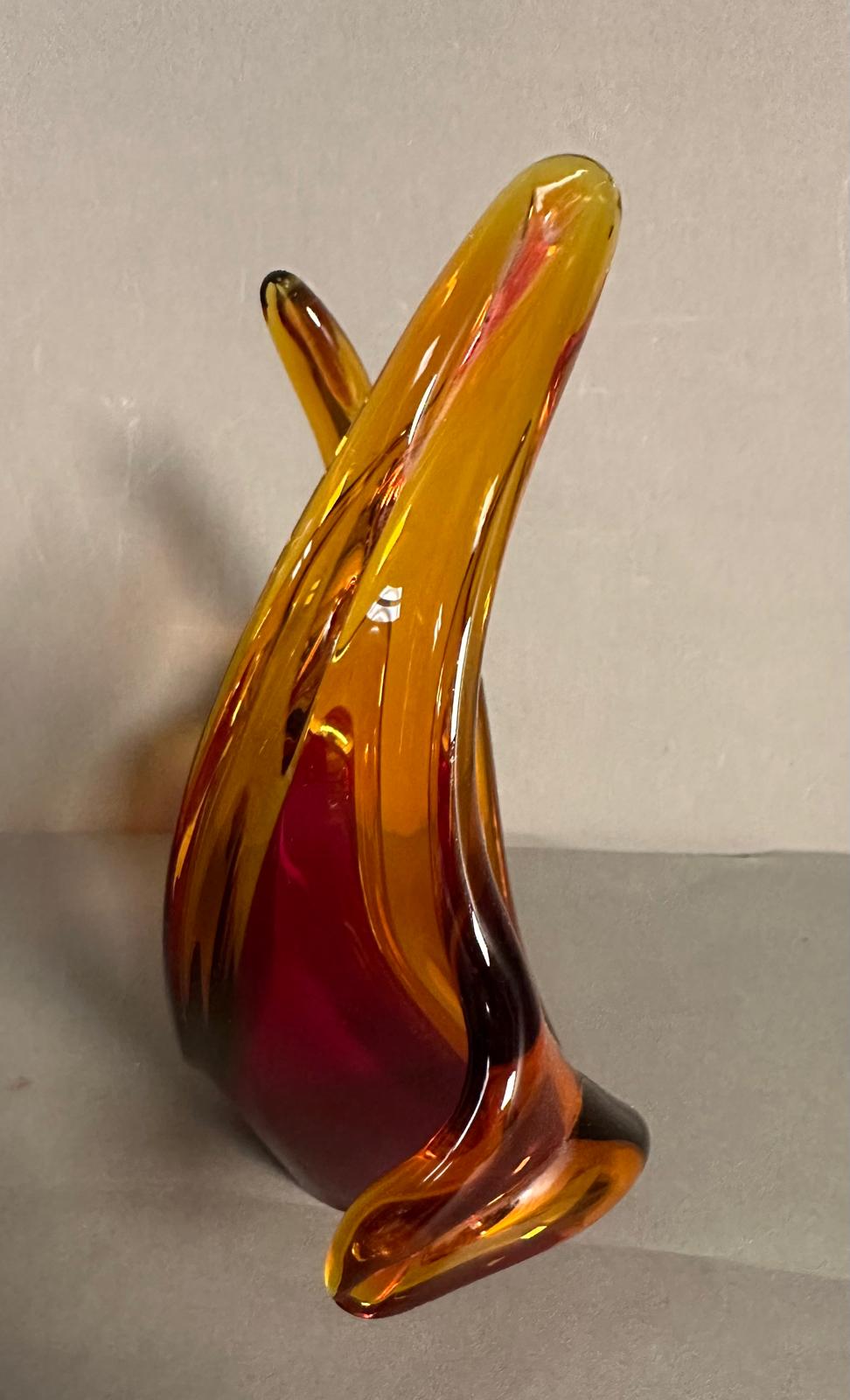 Two contemporary art glass vases in cranberry and yellow - Image 2 of 4