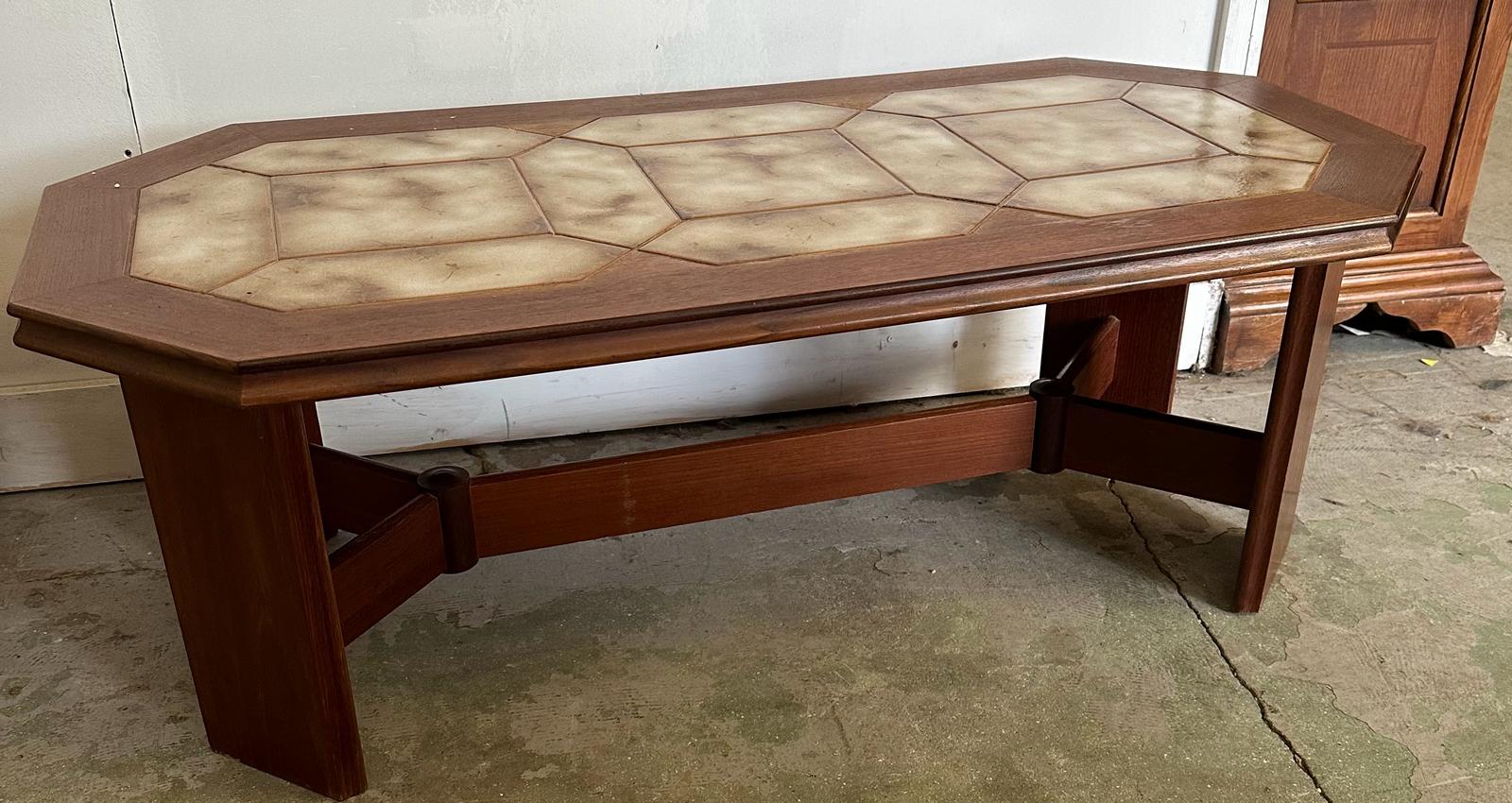 A mid century G plan coffee table with tiled top 116x55 height 43