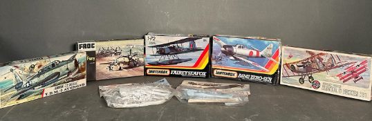 A selection of boxed and unboxed model kits to include Matchbox, Airfix and Frog