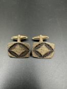 A pair of Art Deco style 9ct gold gentleman's cufflinks (Total weight 8.8g) THIS IS SILVER NOT FOR