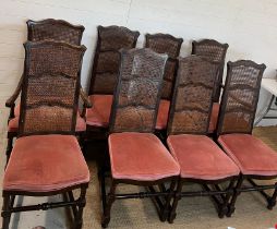 Eight American cane back chairs by Century Furniture Hickory N.C