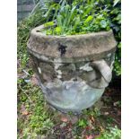 A neoclassical style planter with handle to side Condition Report weathered, one handle broken