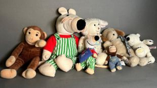 A selection of cuddly toys to include various George Matsy and Monkey