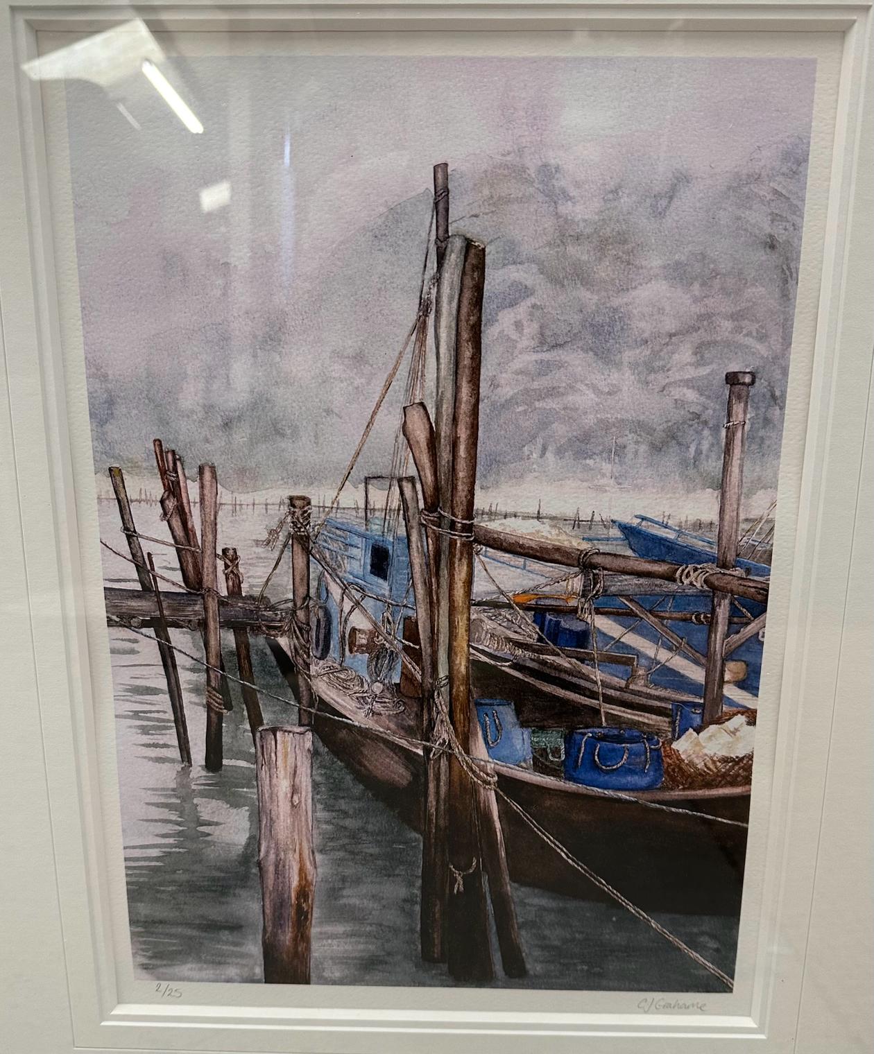 Three prints of harbour side scenes signed CJ Grahame lower right - Image 4 of 4