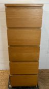 An Ikea Malm tall boy consisting of five drawers (H123cm W48cm D40cm)