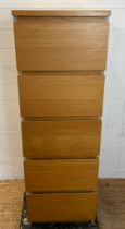 An Ikea Malm tall boy consisting of five drawers (H123cm W48cm D40cm)