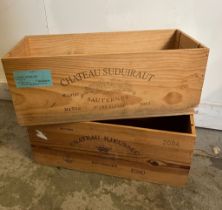 Two wooden wine boxes
