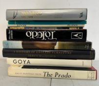 A selection of art and art history coffee table books, Goya, paintings from The Prado and The