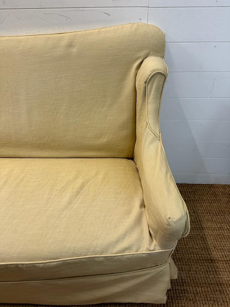 A two seater cream upholstered skirted sofa - Image 2 of 4