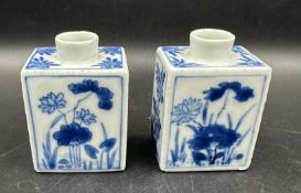 Two Chinese blue and white snuff bottles