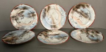A selection of six Japanese decorative plates painted with various birds and fauna