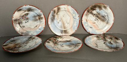A selection of six Japanese decorative plates painted with various birds and fauna