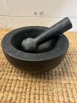 A solid marble mortar and pestle (Dia22cm)