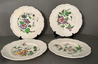 Four Cauldon flower plates 28cm in diameter.