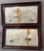 Two Maritime water colours of sailing vessels and a rowing boat signed lower right