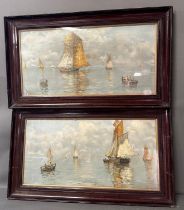 Two Maritime water colours of sailing vessels and a rowing boat signed lower right