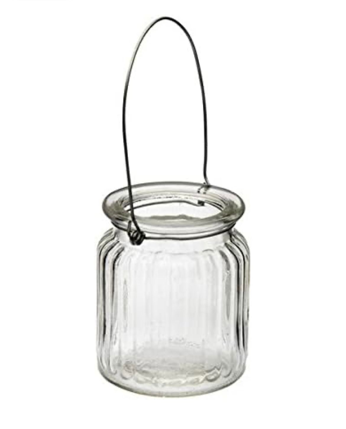 Twenty one glass ribbed hanging tea light holders - Image 2 of 2