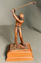The Golfer, bronze painted golf figure
