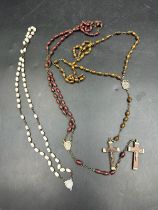 A selection of religious prayer beads to include two sets of Rosemary beads