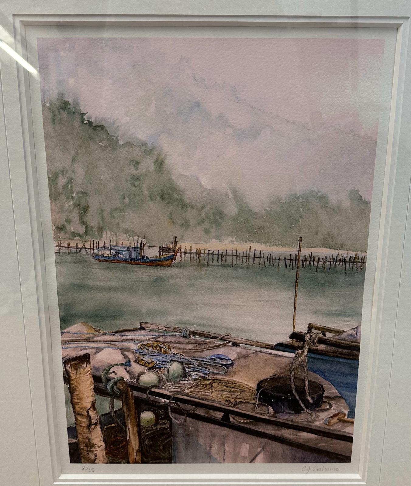 Three prints of harbour side scenes signed CJ Grahame lower right - Image 3 of 4