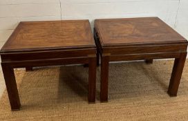A pair of American hardwood side tables with brass handles and fittings by Lane of Altavista