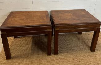 A pair of American hardwood side tables with brass handles and fittings by Lane of Altavista