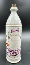 A late 19th Century French apothecary bottle, hand painted with a scrolling floral pattern