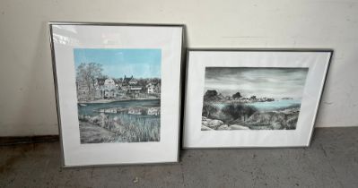 Two etching prints limited edition signed (Frame 51cm x 64cm)
