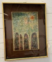 An impressionist oil on board by Adel Shaheen titled Kurnor Luxor and dated 1963