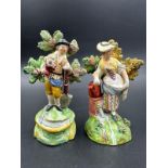 A pair of Staffordshire Gardening figures (Approximately 13.5cm H)