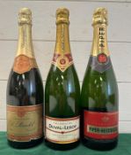 Three bottles of champagne to include: Piper Heidsieck Brut, Duval-Leroy and D. Perardel