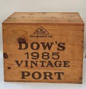 A sealed case of twelve bottles of Dows 1985 Vintage Port