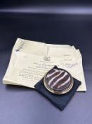 A Stratton compact wit zebra skin cover, comes with original Kenyan certificate