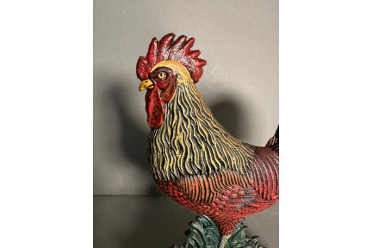 A cast iron painted flat back of a cockerel - Image 4 of 4