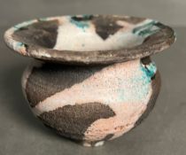 Art studio clay vase stamp to base H8.5cm Condition Report chips and cracking to glaze