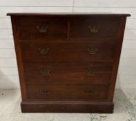 A mahogany two over three chest of drawers (H106cm W104cm D51cm)