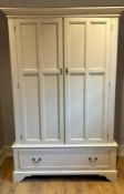 Laura Ashley double wardrobe with drawer to base (H200cm W126cm D65cm)