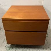 Two drawer side table or bedside (H51cm W57cm D53cm)