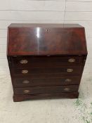 George III style mahogany bureau opening to pigeon holes and drawers on bracket feet (H98cm W90cm