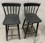 Two wooden Windsor style bar stools