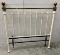 A brass and white painted metal bed headboard (H146cm W140cm)