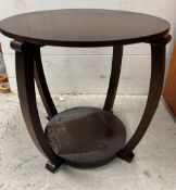 A mahogany Art Deco style side table (H45cm Dia47cm)