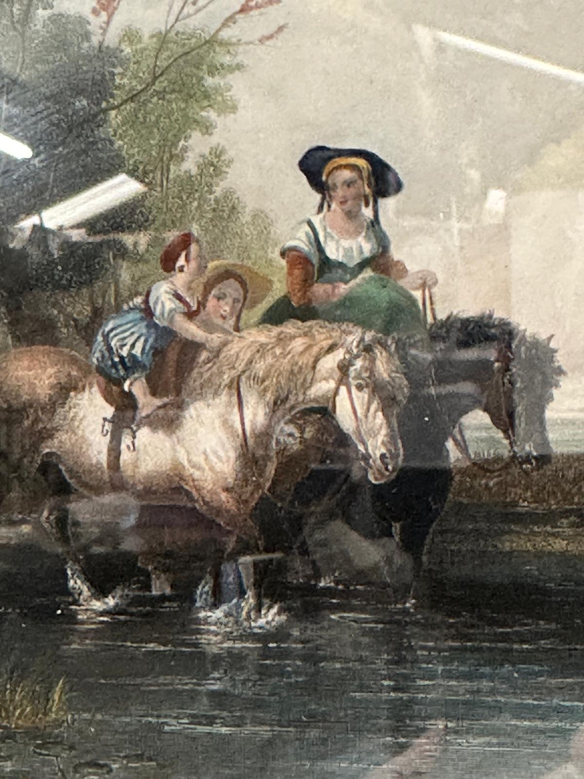 A hand coloured steel engraving titled "Crossing The Stream" by Sir AW Callcott - Image 2 of 5