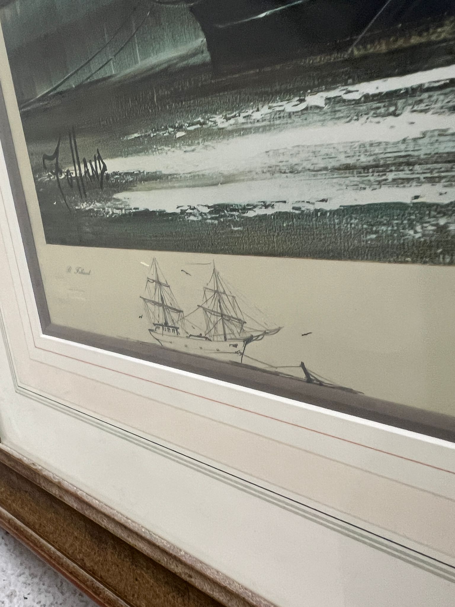 "The Schooner" signed print 112cm x 76cm - Image 2 of 5