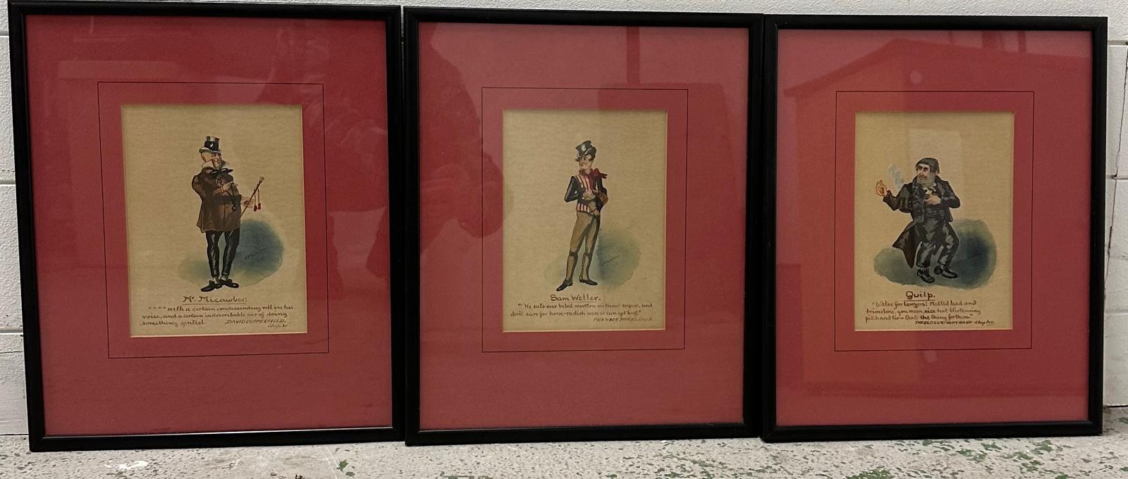 A set of three Dickens character prints by G.A Sydenham (early 20th Century) Quilp Sam Weller and Mr