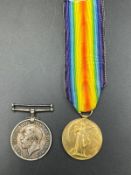 WWI Medals: Victory and Great War Medal R-22179 PTE A Elkins K.RIF.C.
